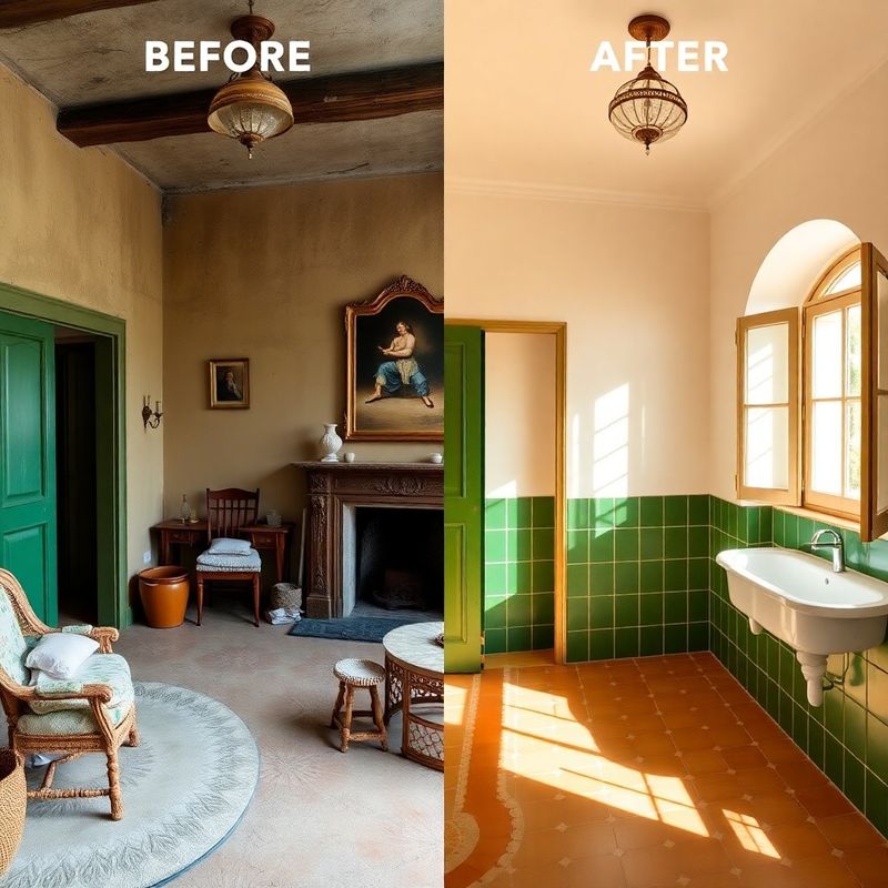 Díptico de antes y después de una vivienda reformada en Sevilla por Deltagforge